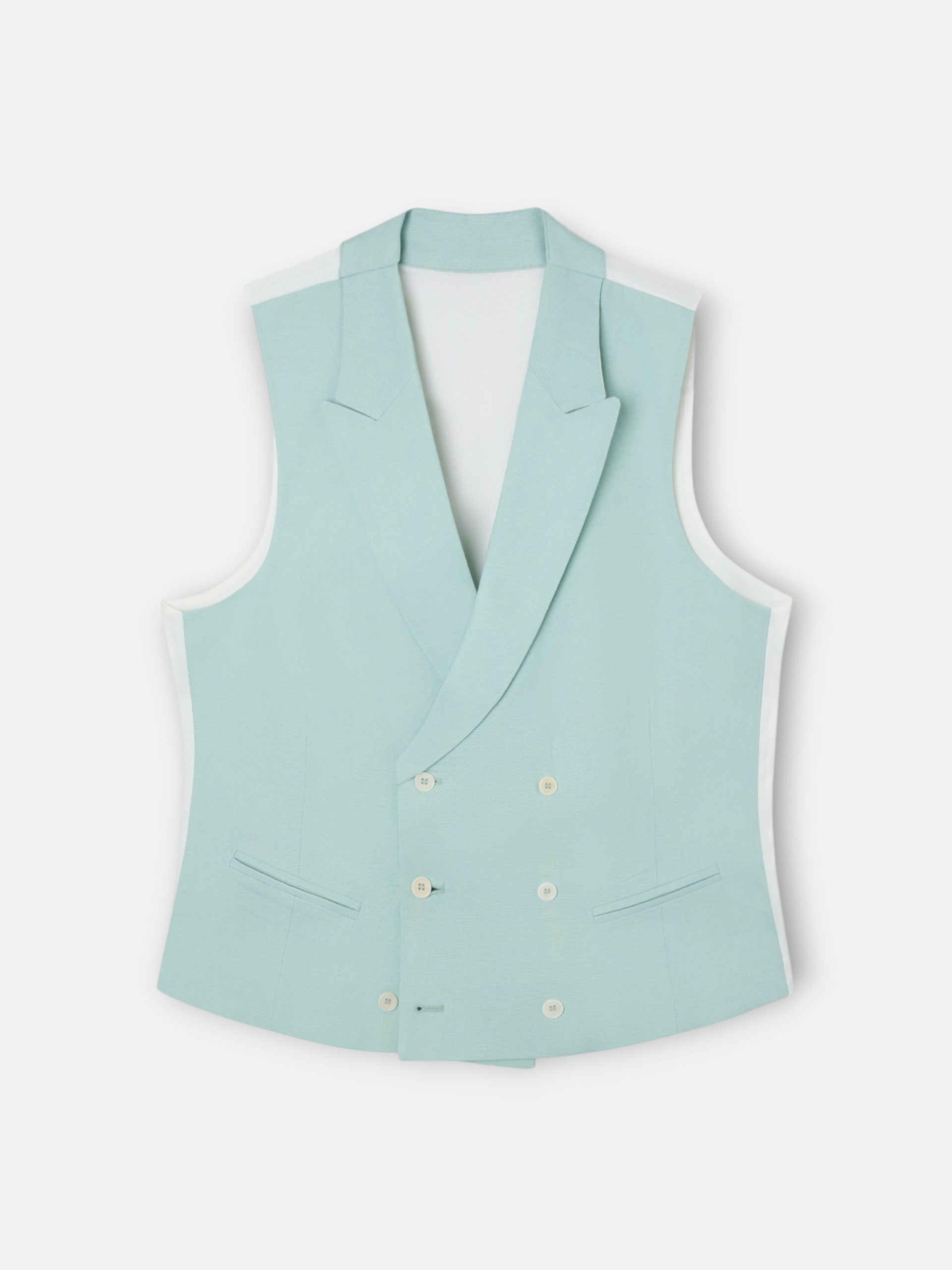 Gilet chaque col classique aigue-marine