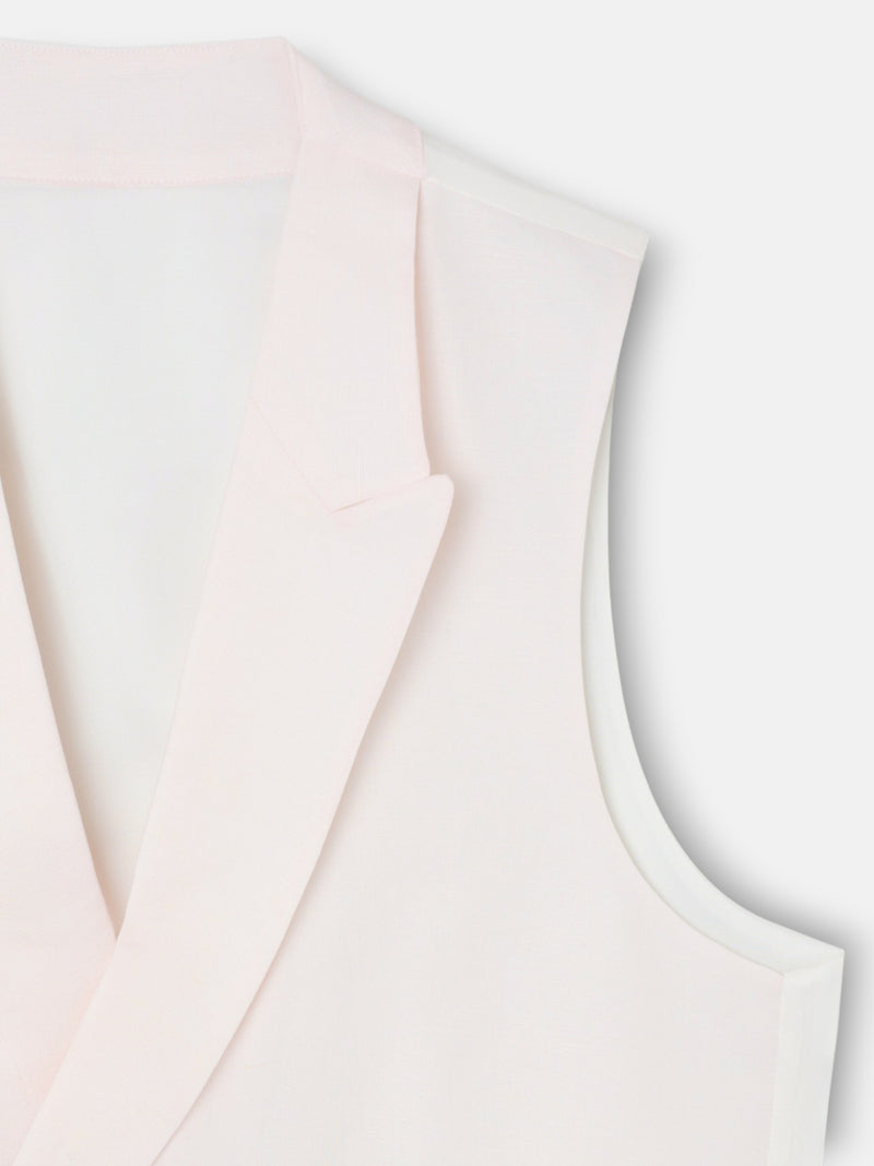 Gilet chaque col classique rose