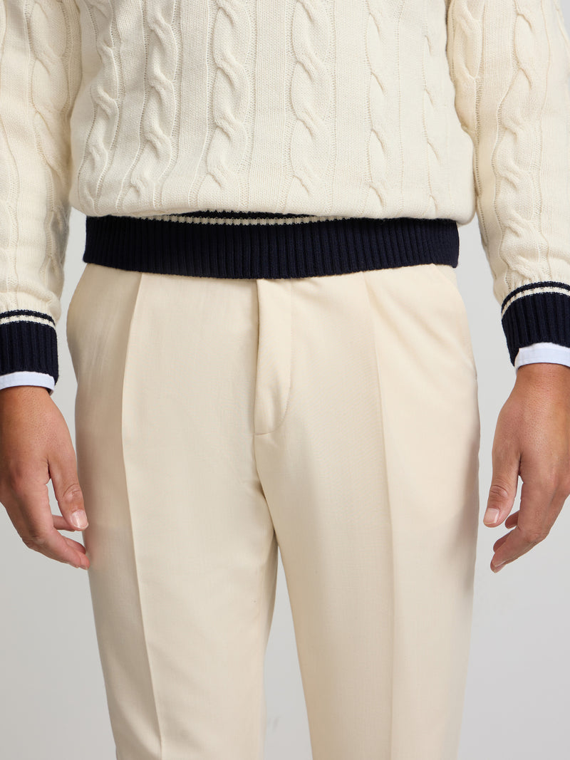 Pantalon vestir prolonga pinzas beige claro