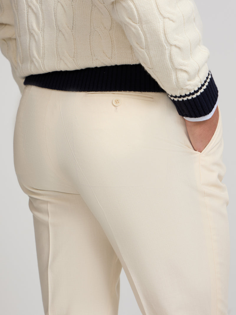 Pantalon vestir prolonga pinzas beige claro
