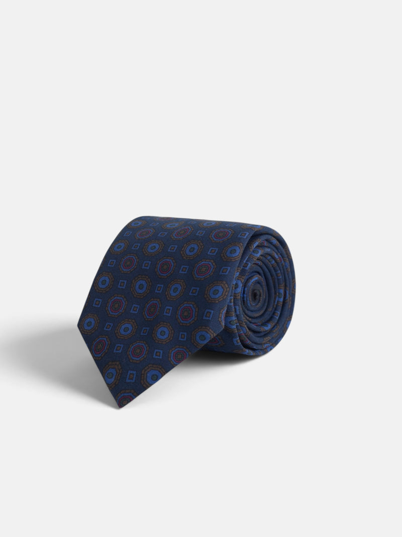 Navy blue rosette pattern tie