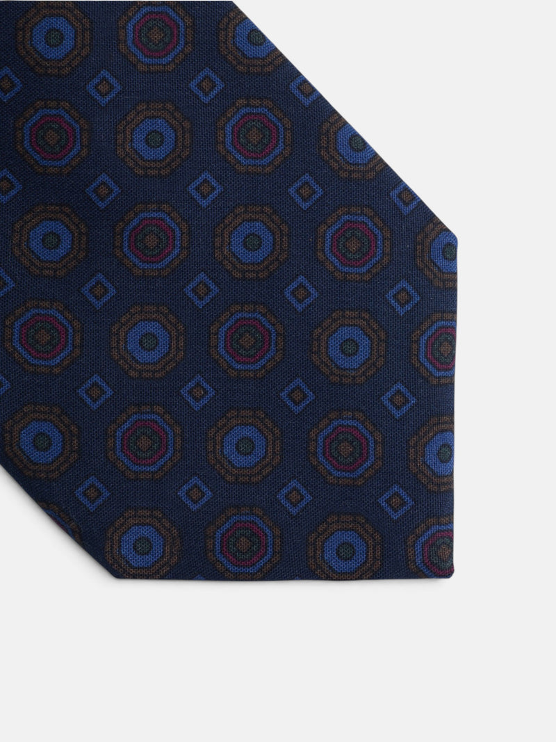 Navy blue rosette pattern tie
