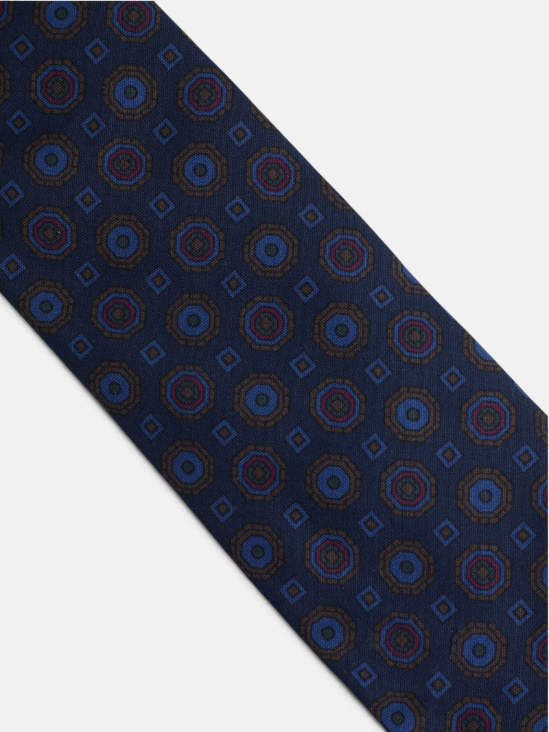Navy blue rosette pattern tie