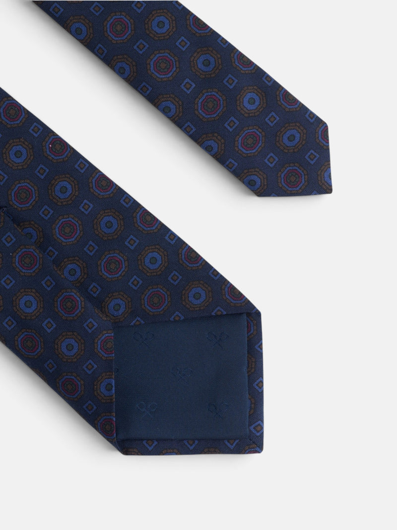 Navy blue rosette pattern tie