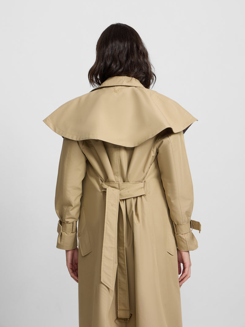 Gabardina larga capa beige