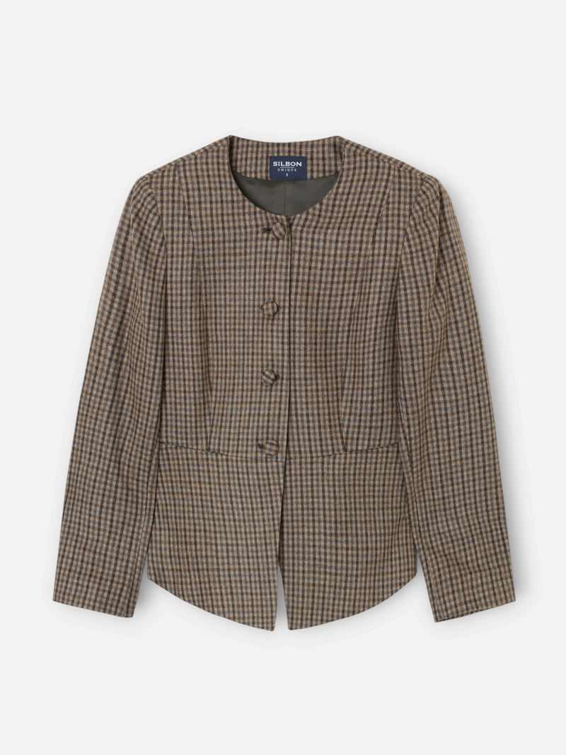 Veste unique col rond beige