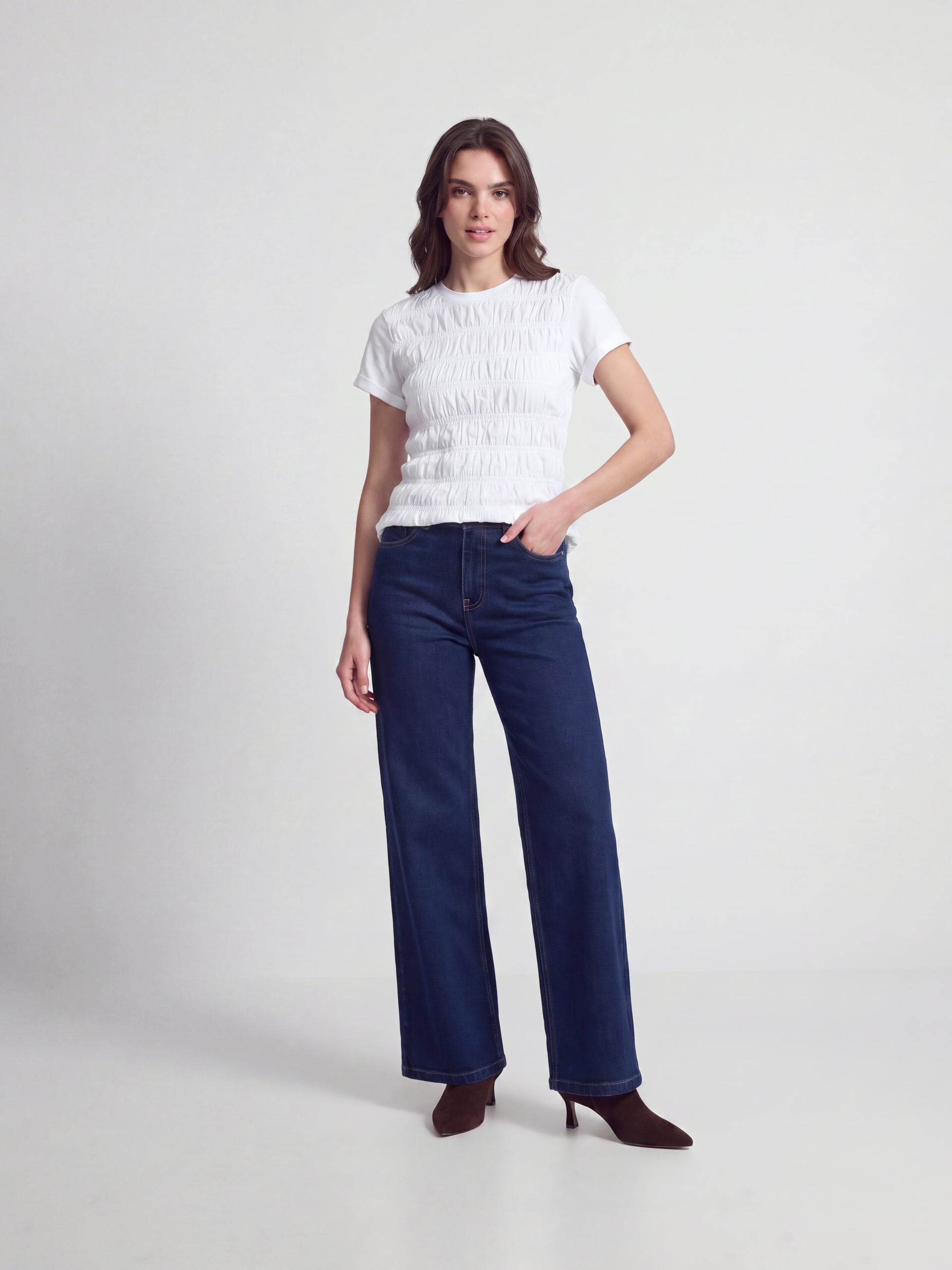 Camiseta woman punto smock blanca