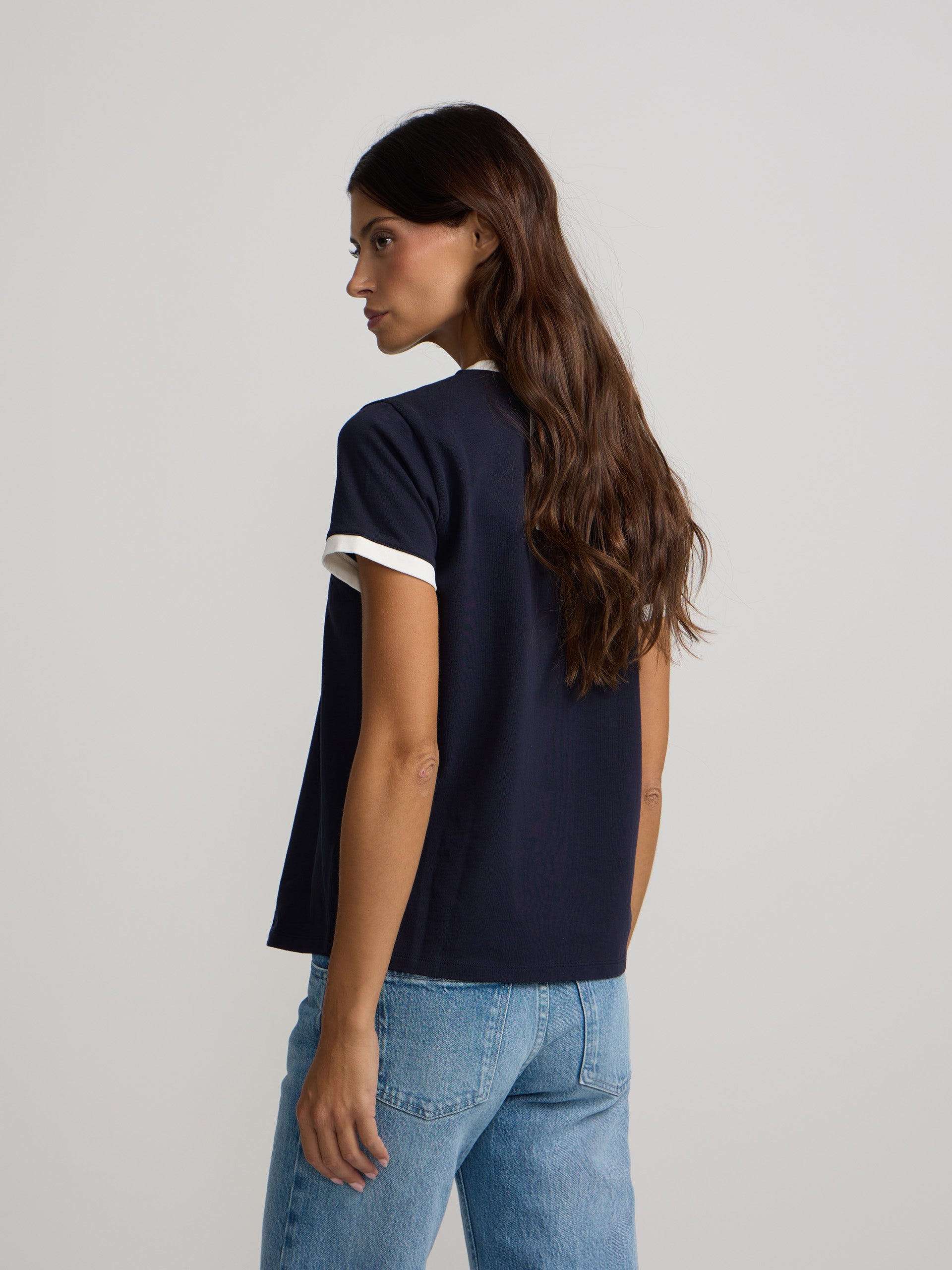 Camiseta woman silbon raqueta contraste azul