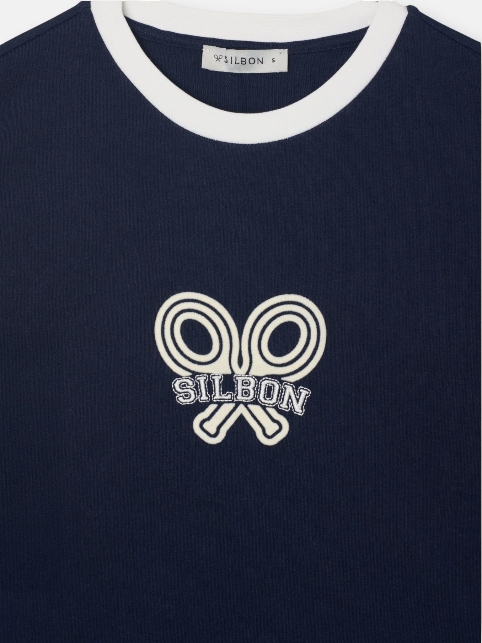 Camiseta woman silbon raqueta contraste azul