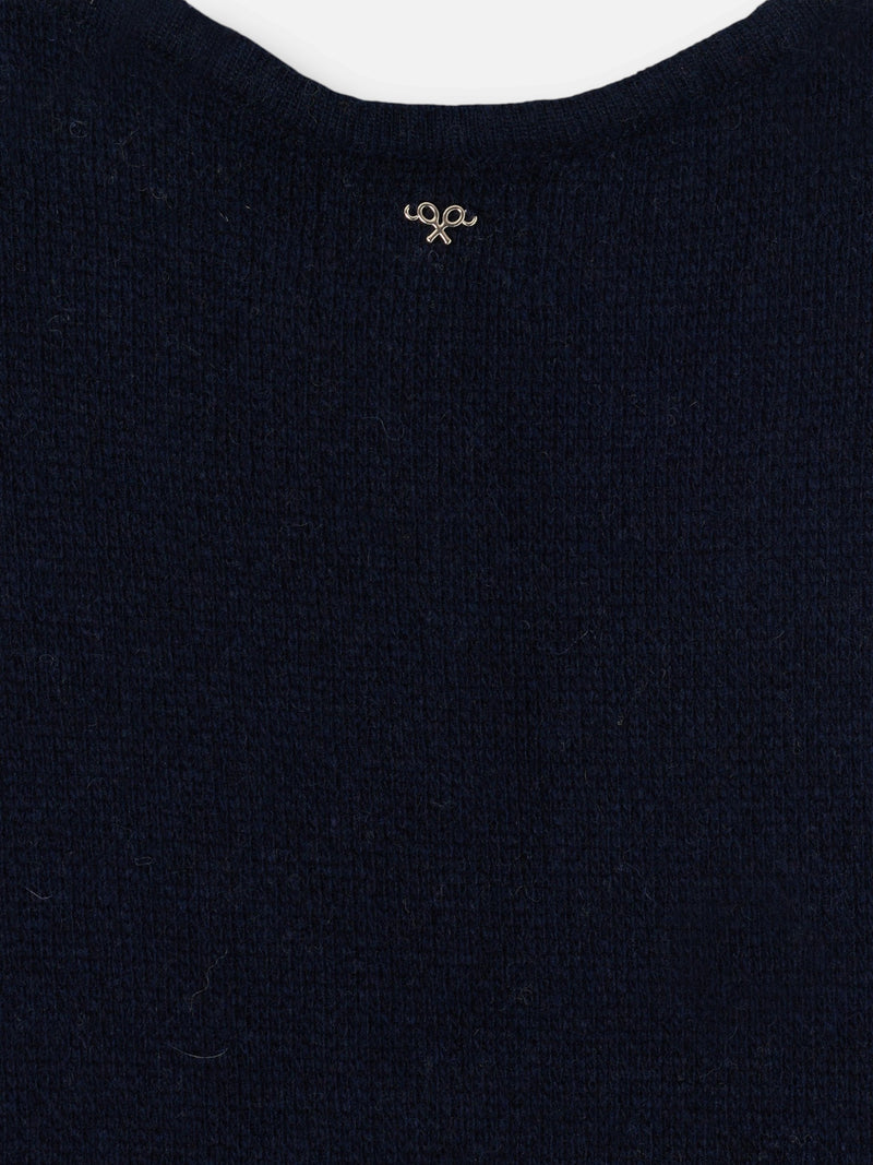 Gilet unique en maille jacquard avec nœuds bleu marine