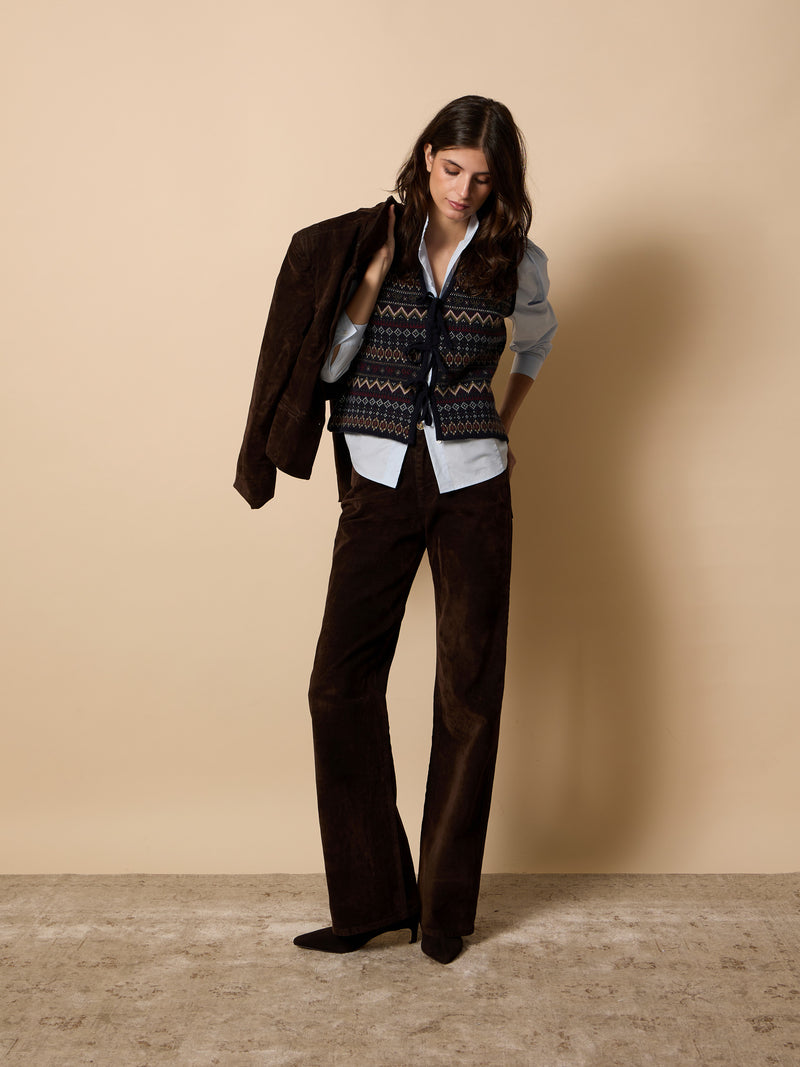 Gilet unique en maille jacquard avec nœuds bleu marine