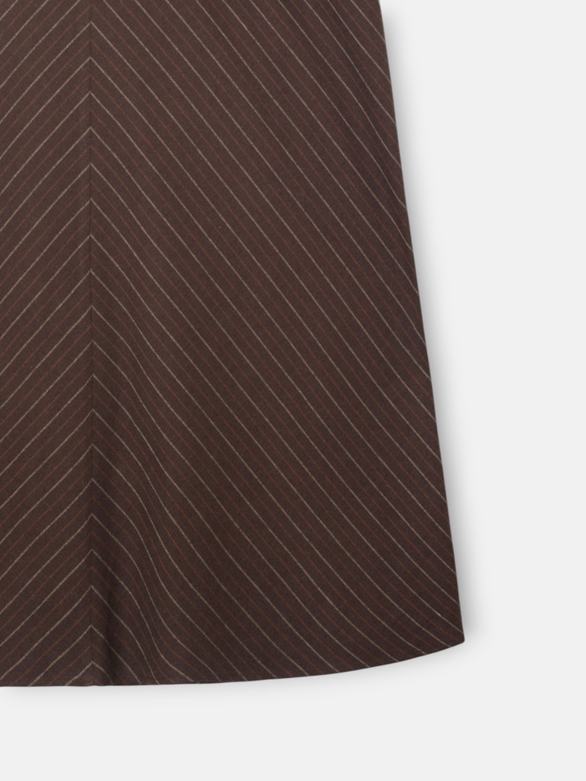 Falda midi evase rayas marron