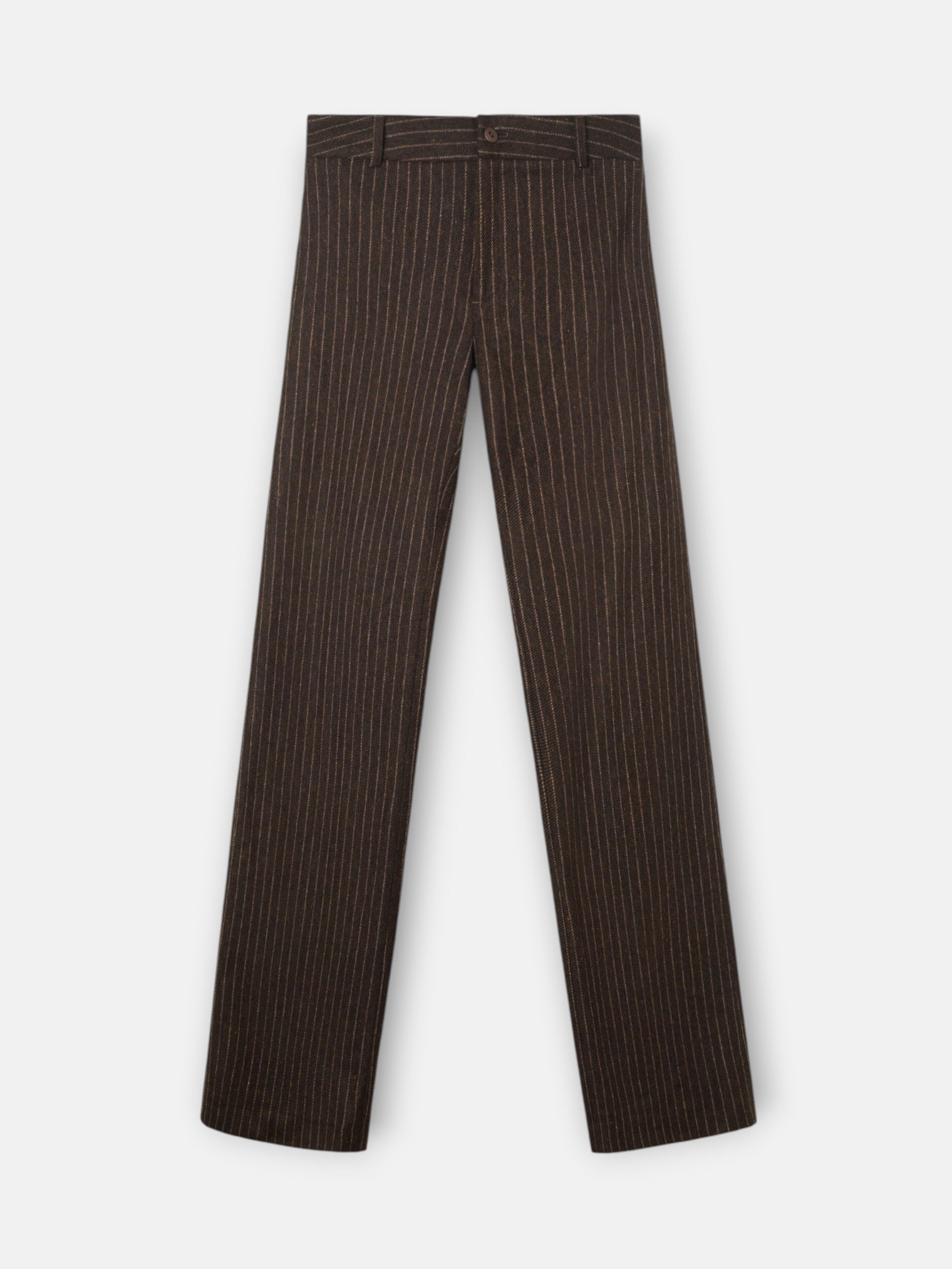 Pantalon recto rayas diplomaticas marron