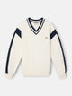 Sudadera woman cuello pico varsity crudo