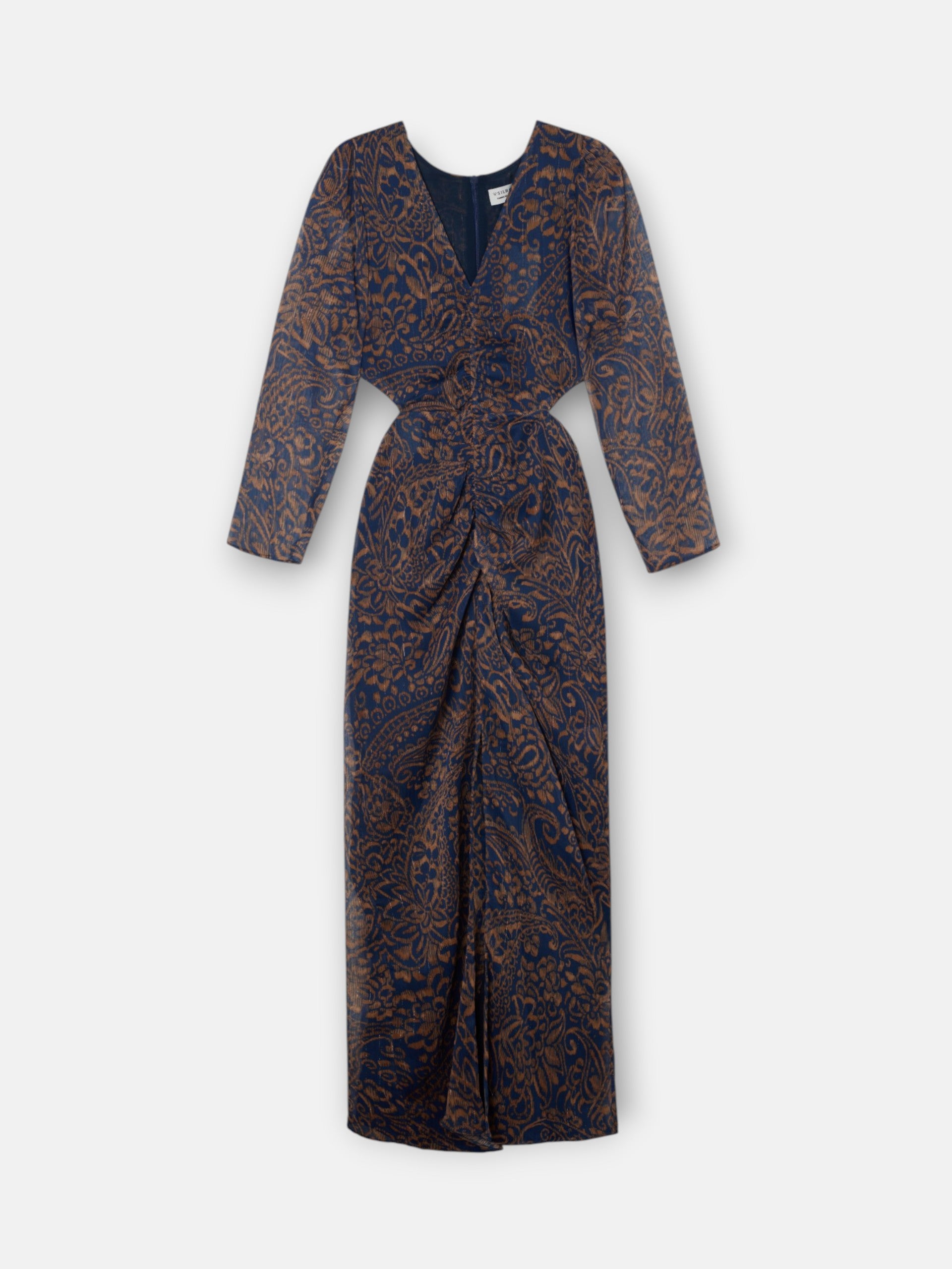 Vestido cut out estampado cachemir azul