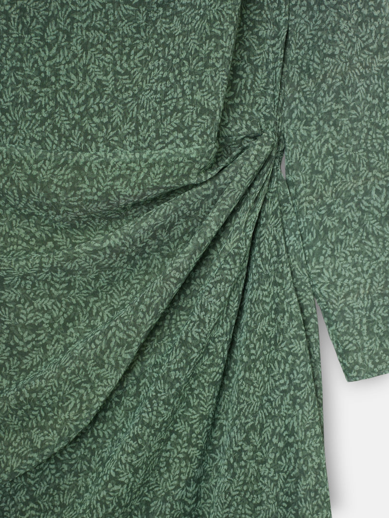 Robe midi imprimée feuilles vertes