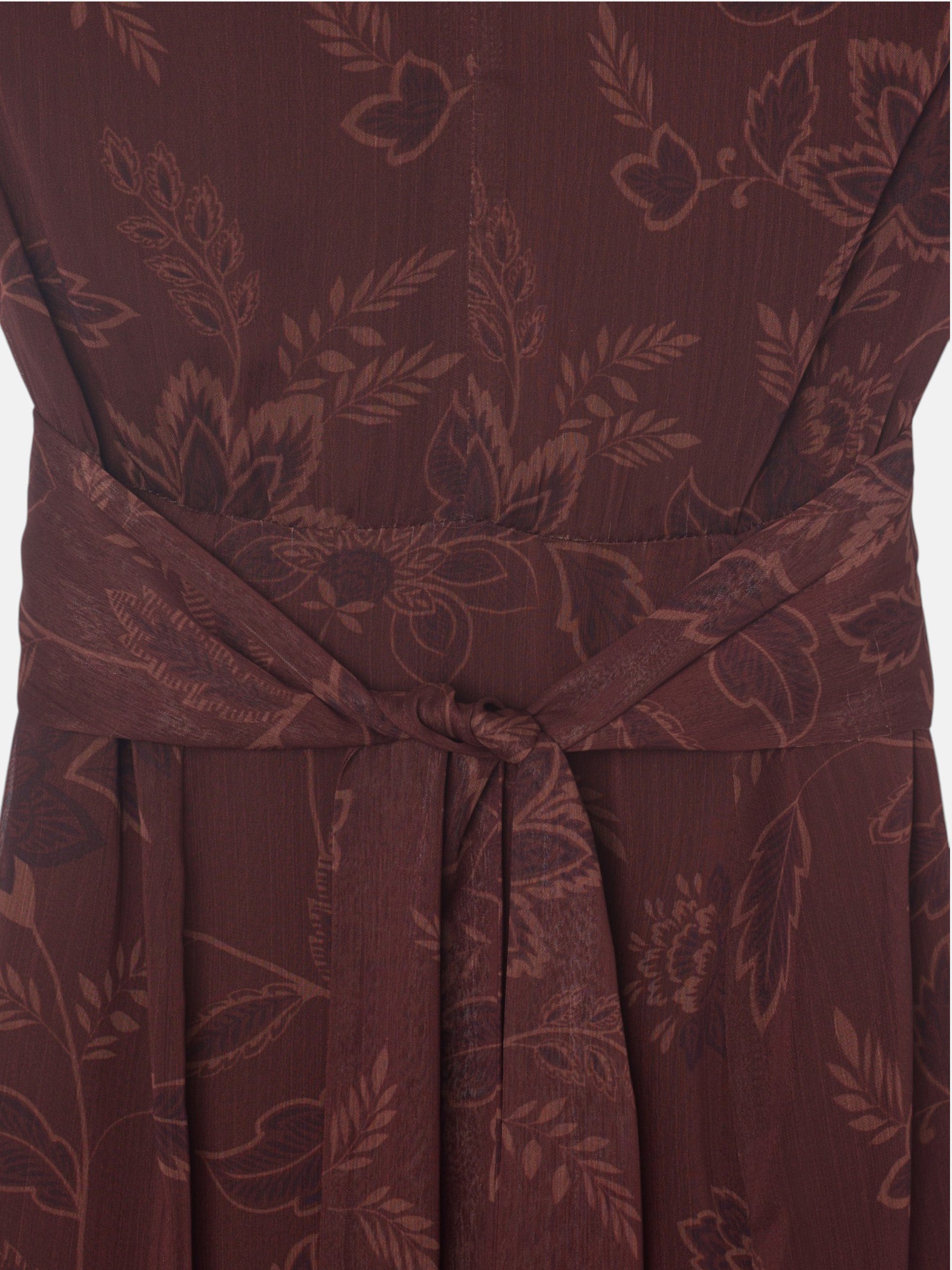 Vestido cuello halter estampado marron
