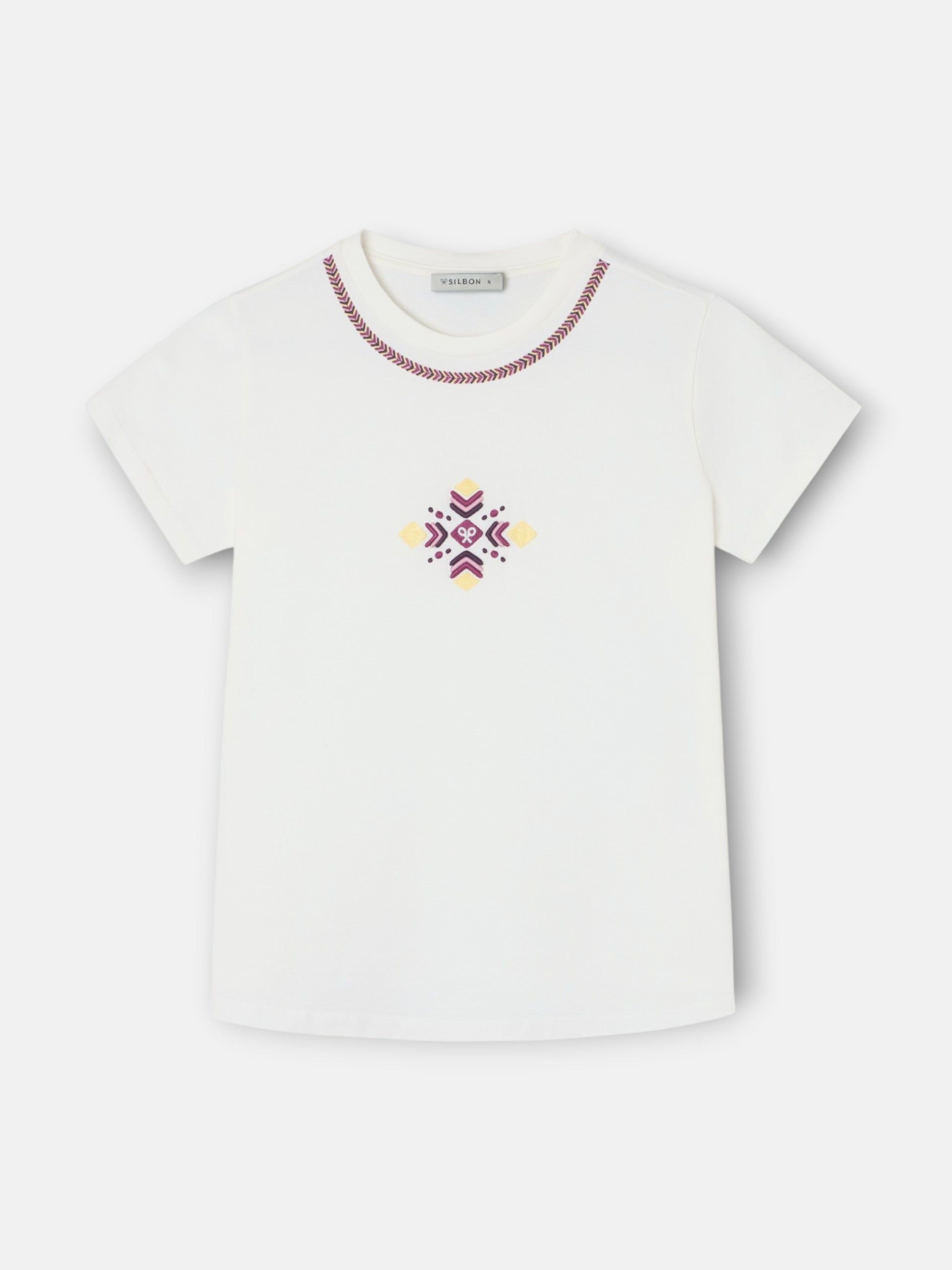 Camiseta woman bordado etnico crudo