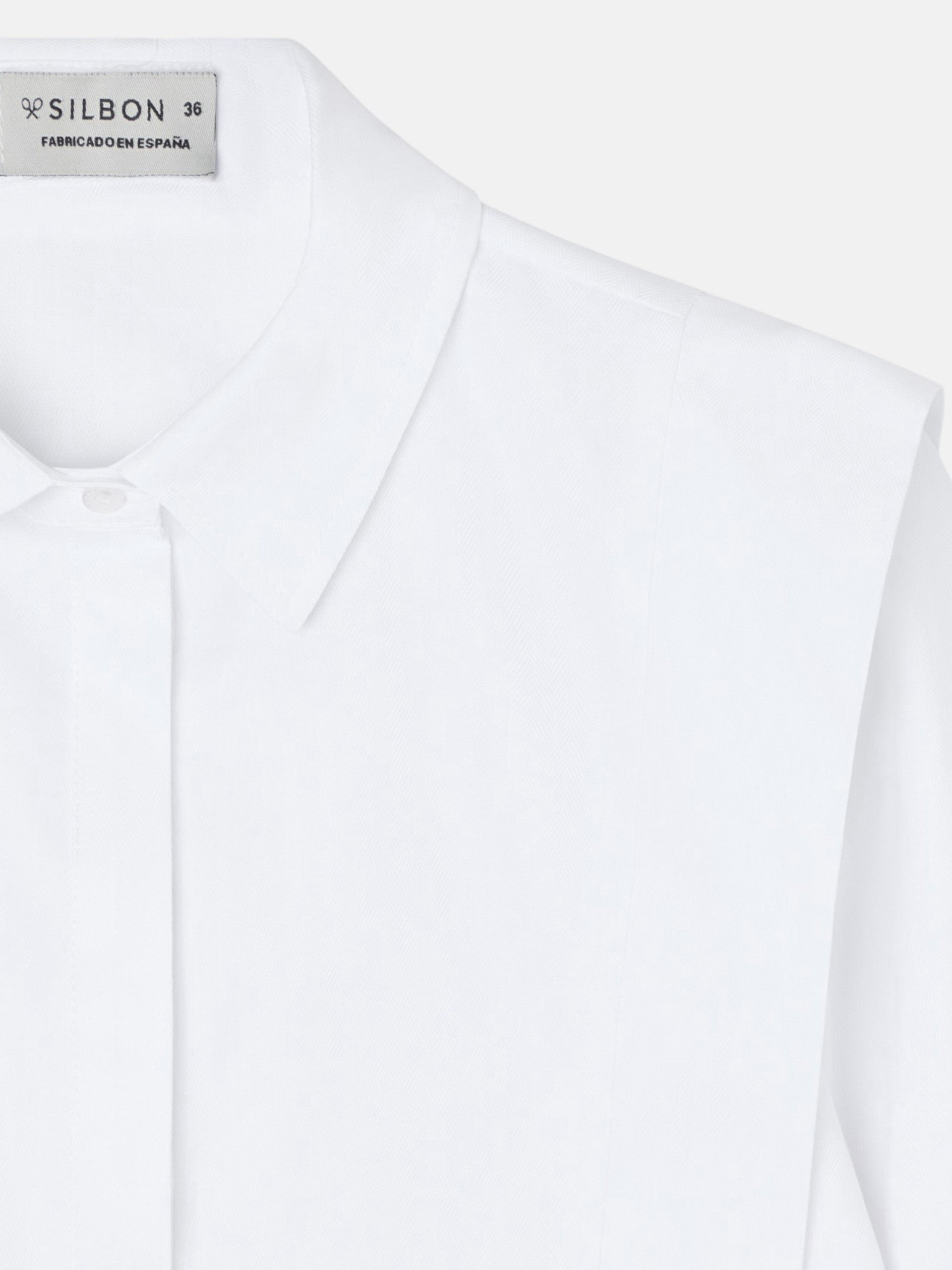 Chemise structurée à chevrons blanche