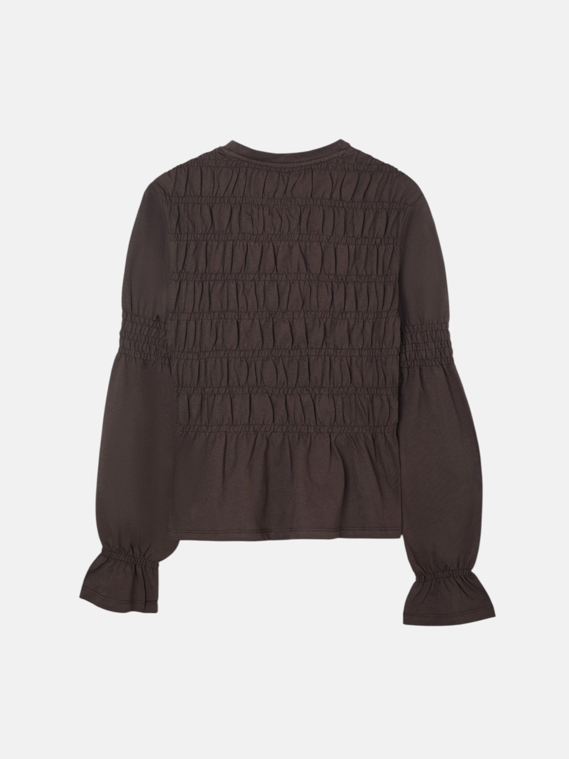 Camiseta woman manga larga punto smock marron