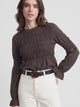 Camiseta woman manga larga punto smock marron