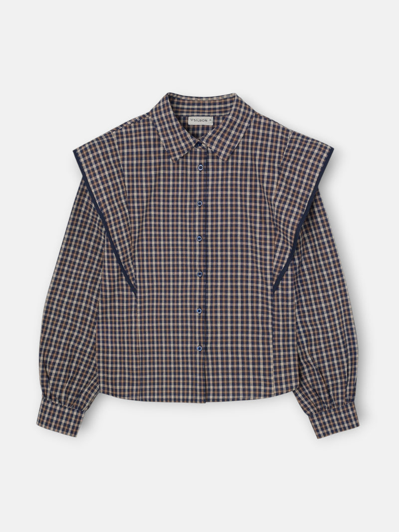 Camisa estructurada cuadros azules y marrones