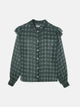 Blouse à volants imprimé ethnique vert