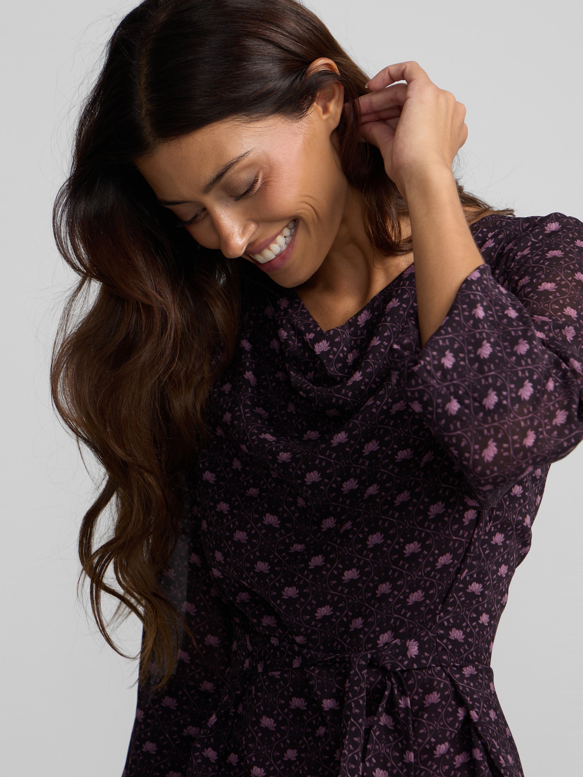 Blusa lazada estampado morado