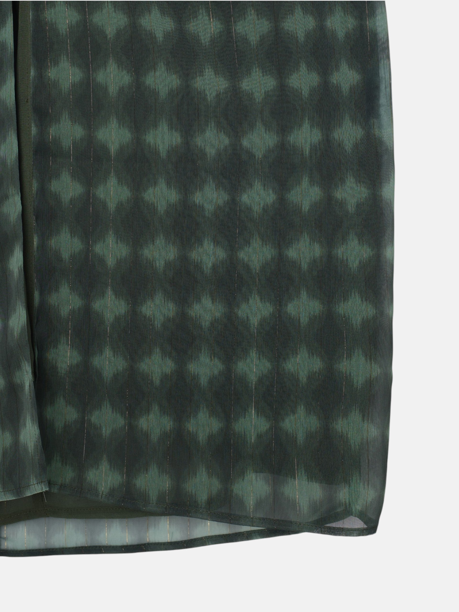 Falda midi nudo estampado etnico verde