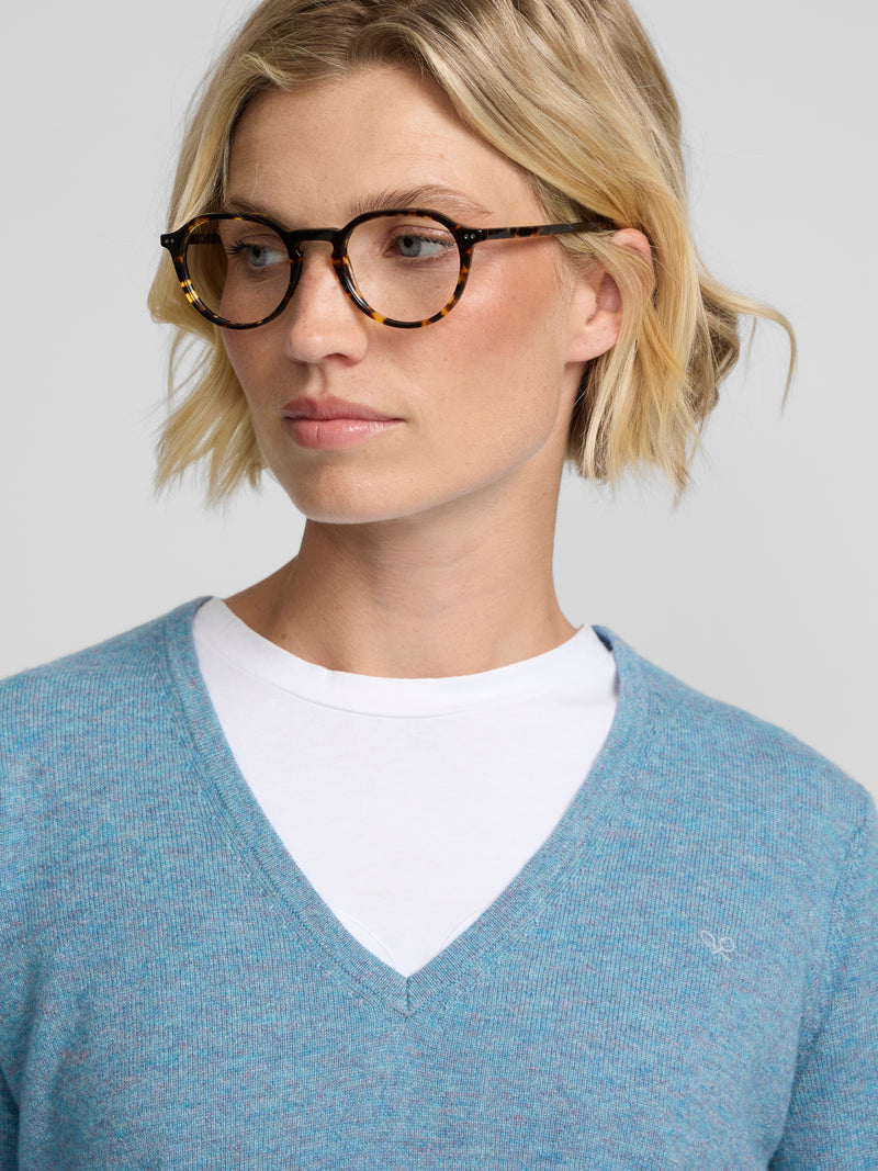 Pull col en V vert d'eau