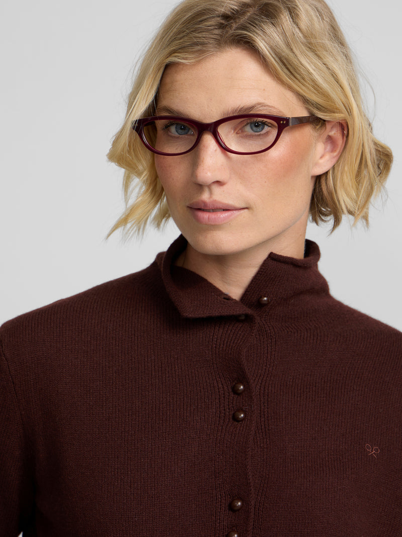Cardigan cuello subido marron