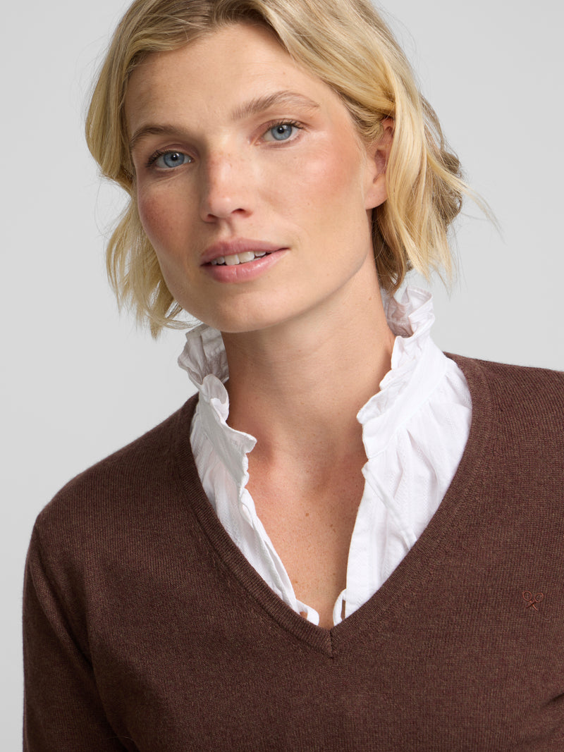 Jersey cuello pico marron