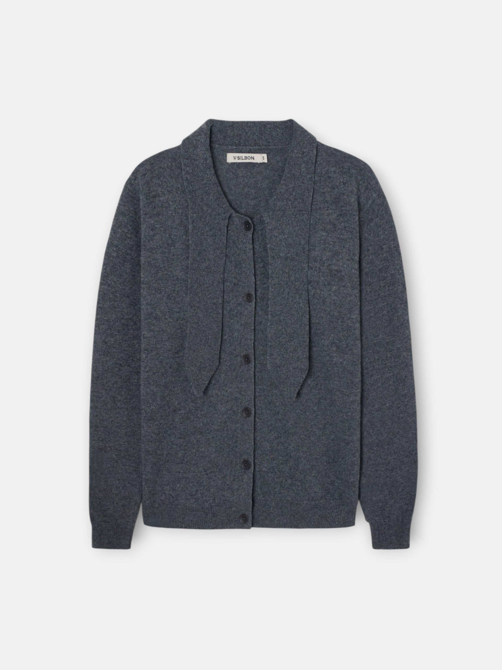 Cardigan cuello lazada gris