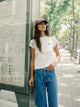 Pantalon culotte marin bleu en denim