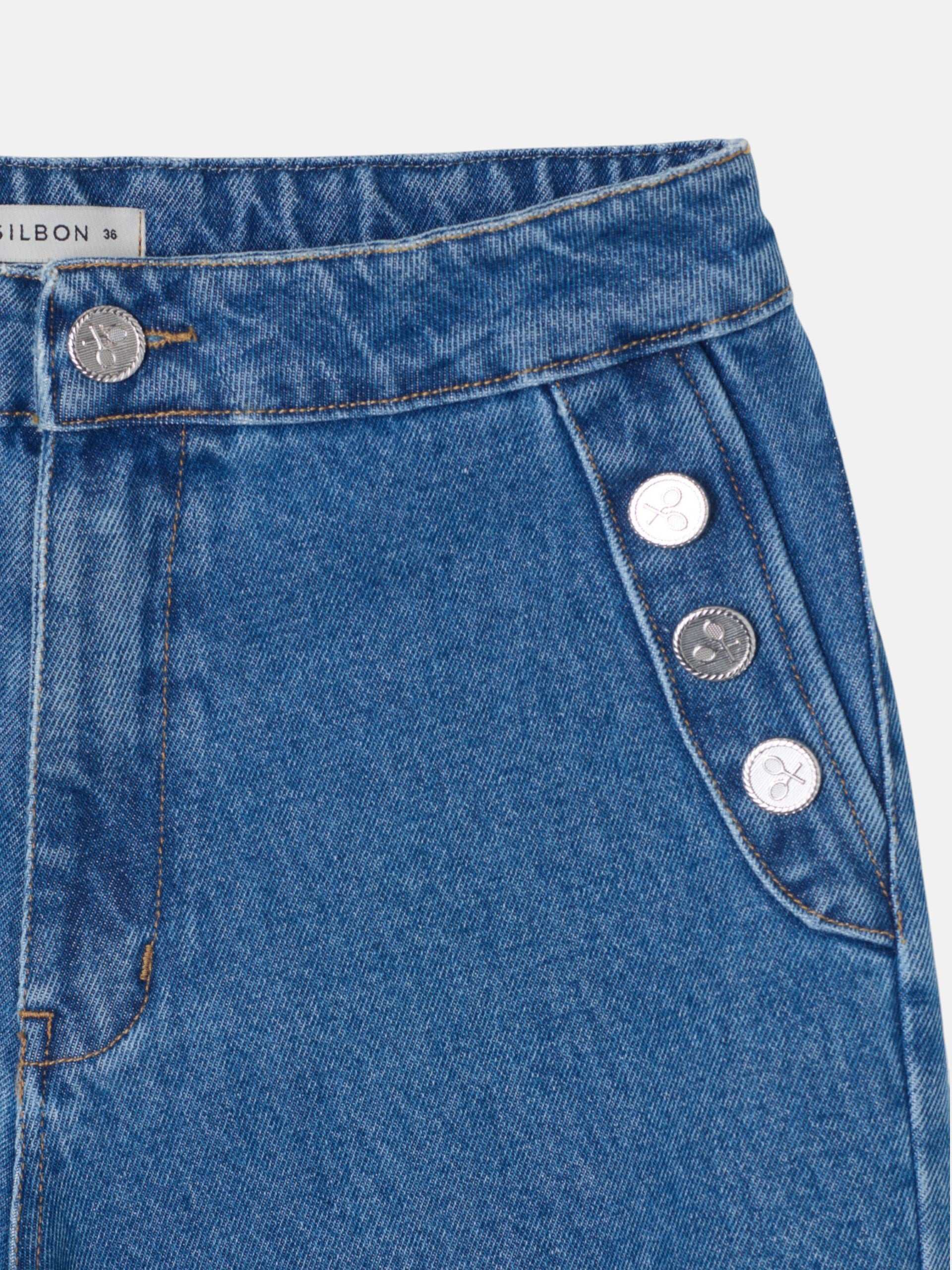Pantalon culotte marin bleu en denim
