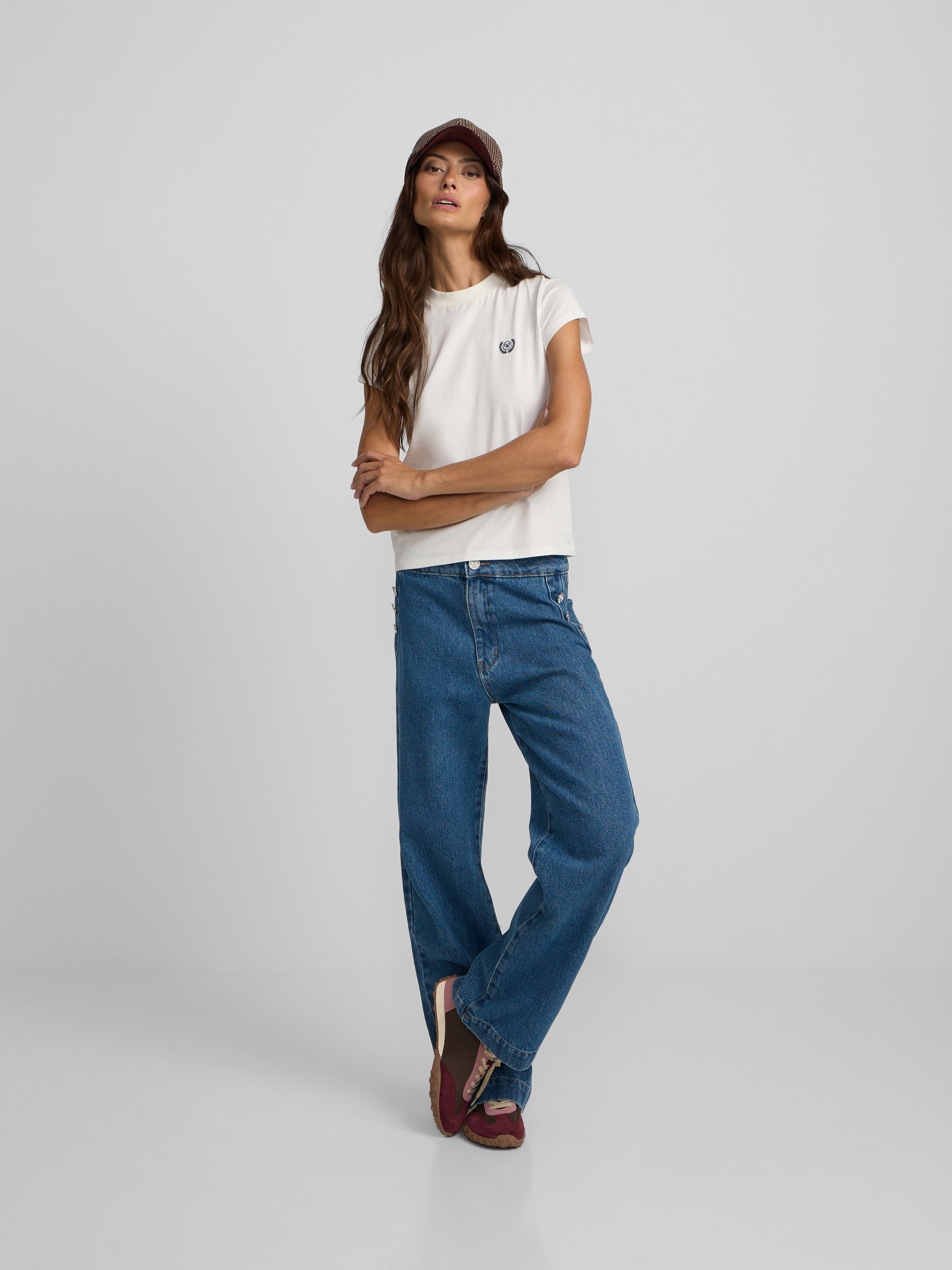 Pantalon culotte marin bleu en denim