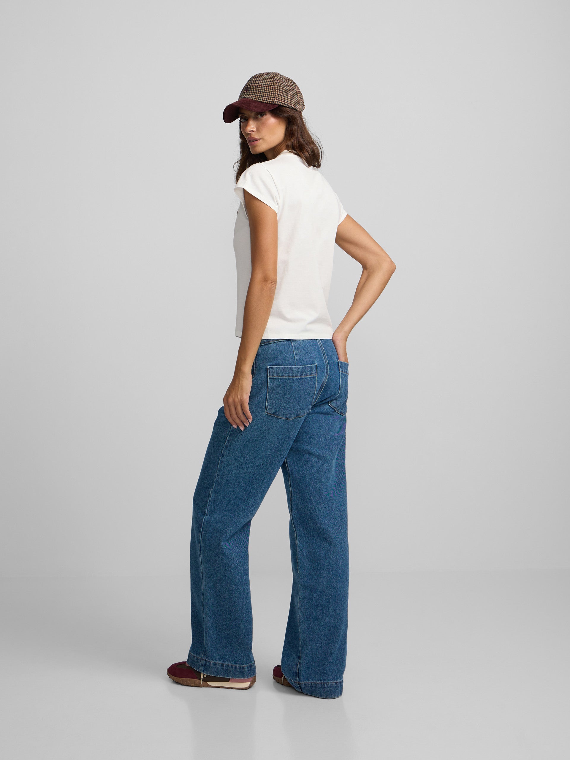 Pantalon culotte marin bleu en denim