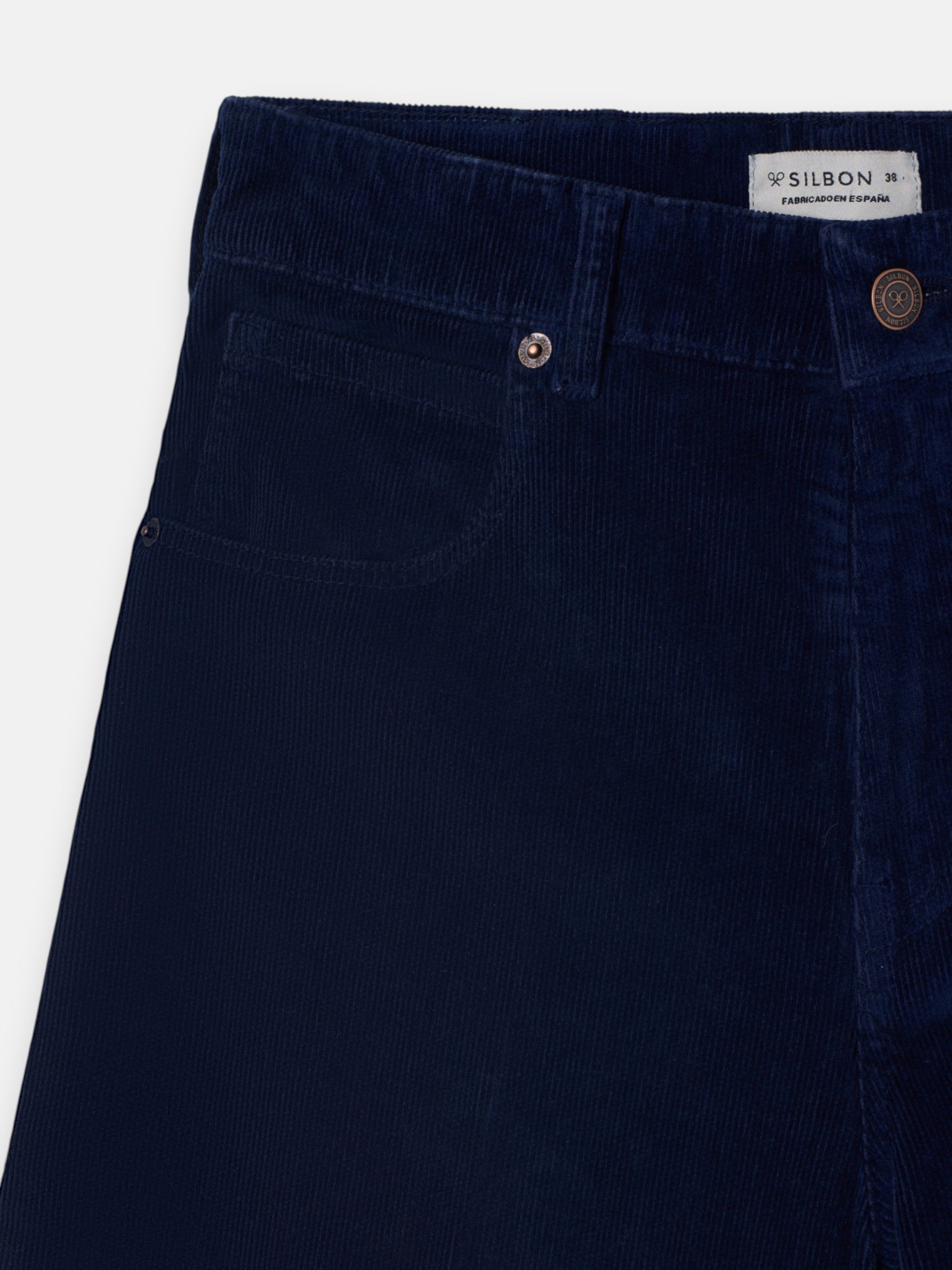 Pantalon wide leg pana azul marino