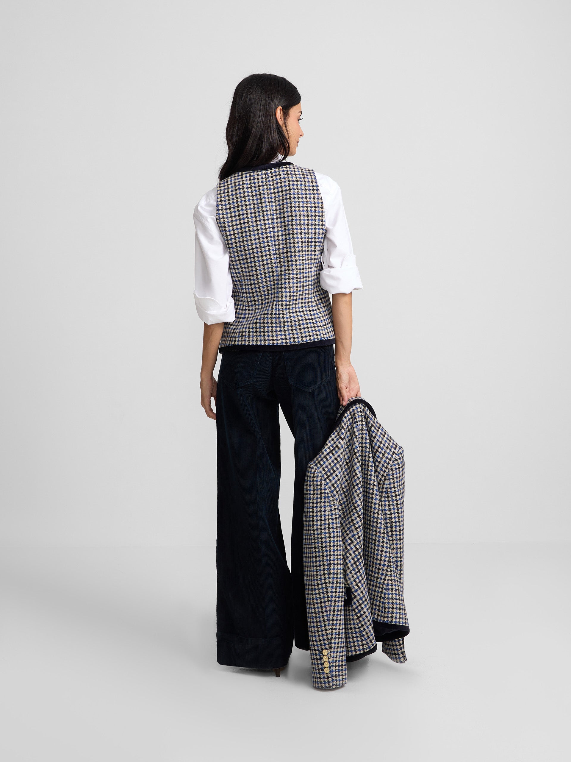 Pantalon wide leg pana azul marino