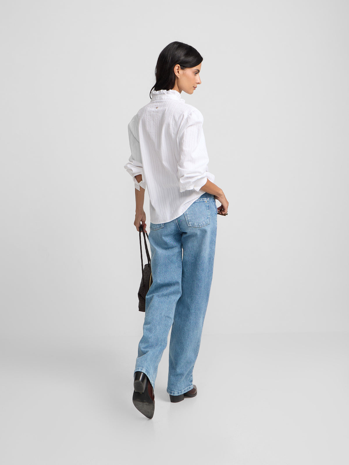 Pantalon droit en denim clair