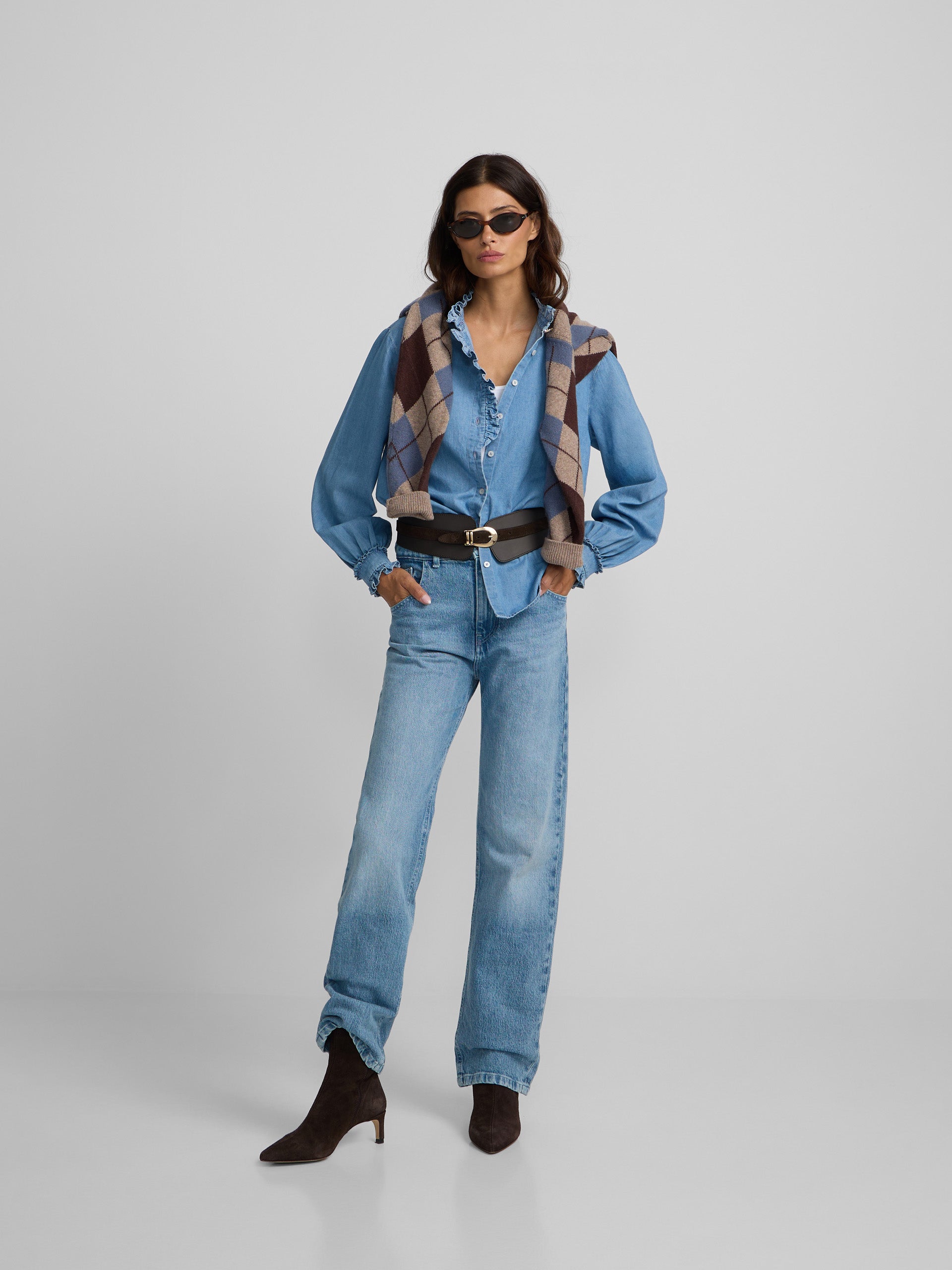 Straight light denim trousers