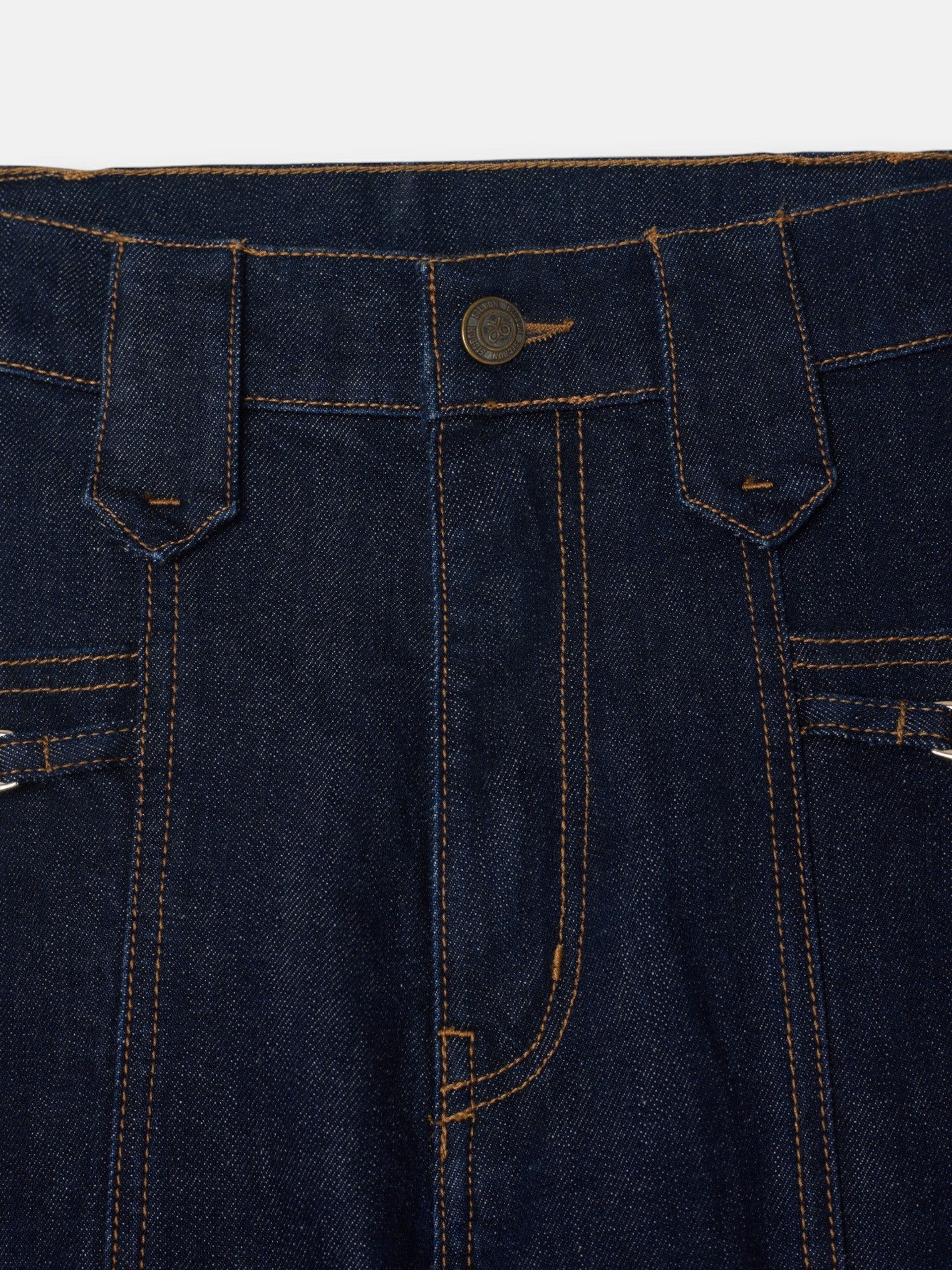 Pantalon en denim droit avec détails de boucles en denim