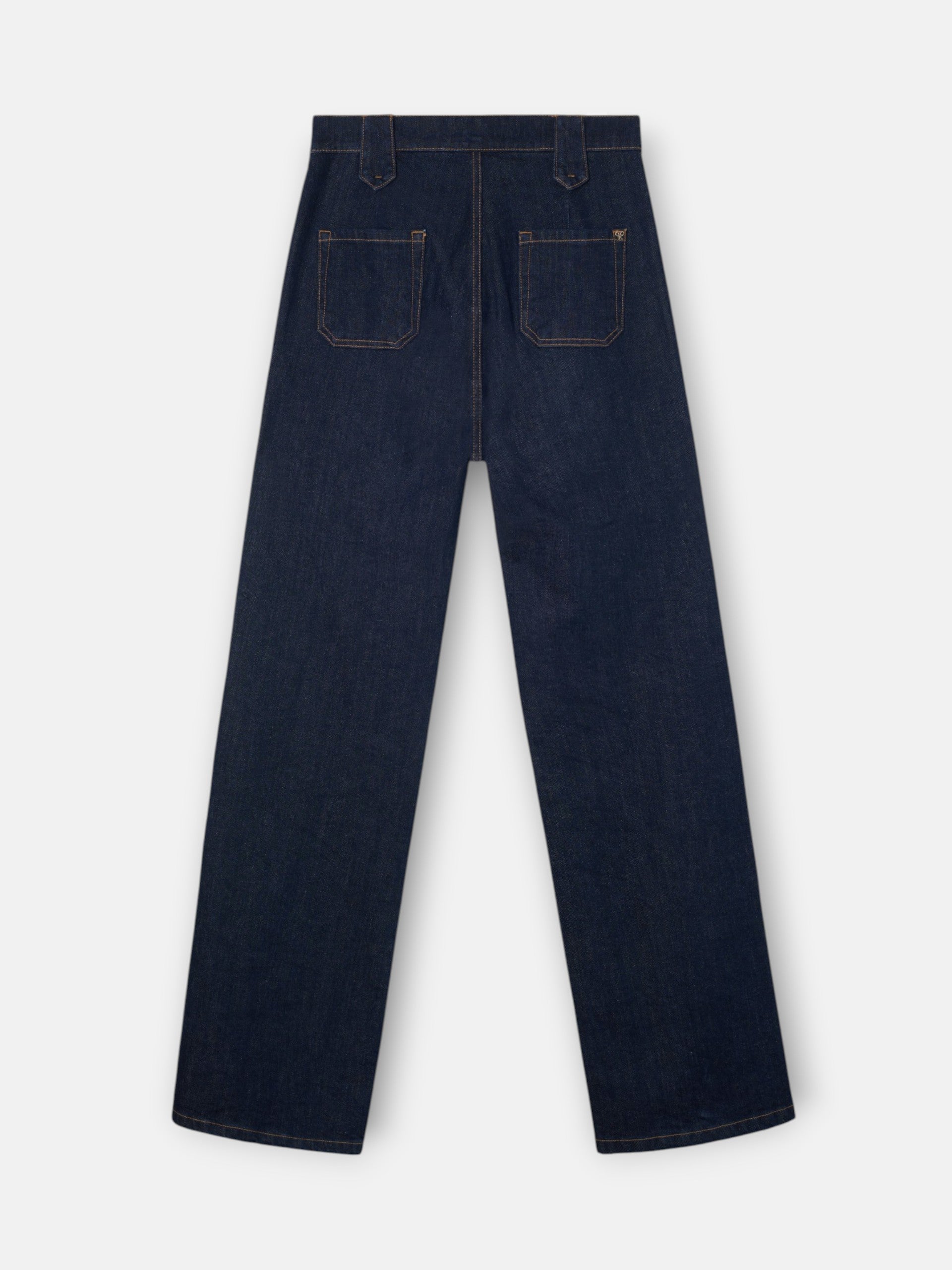 Pantalon en denim droit avec détails de boucles en denim