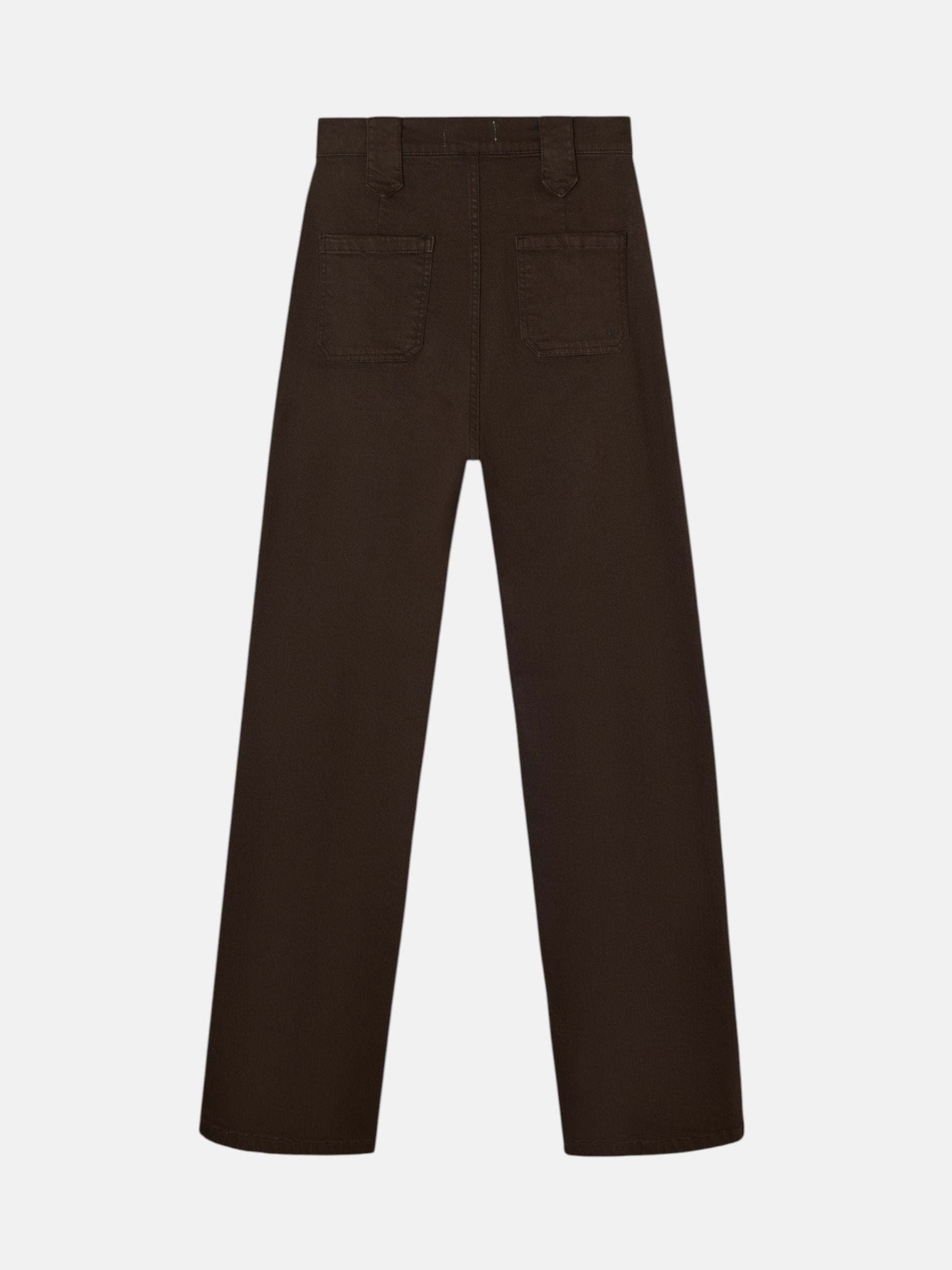 Pantalon en denim droit avec détails de boucles marron