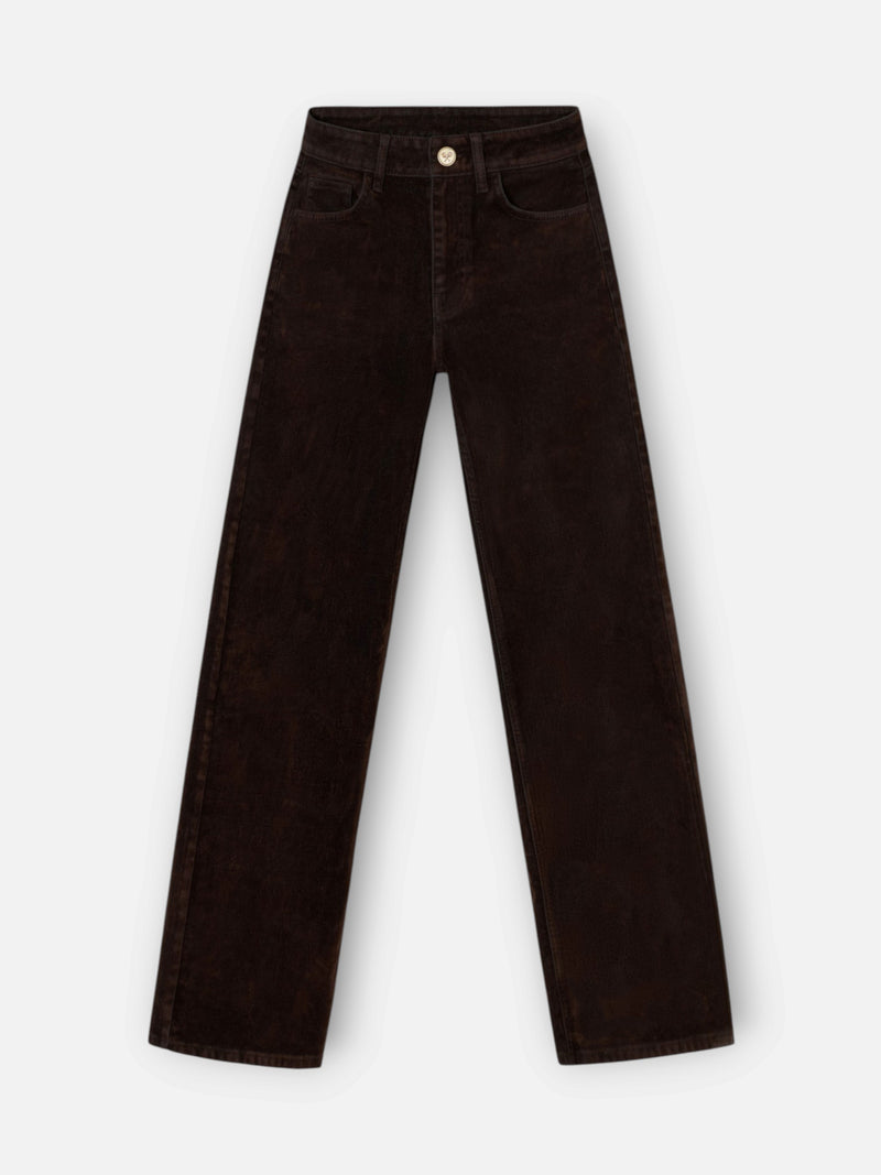 Pantalon unique floqué marron