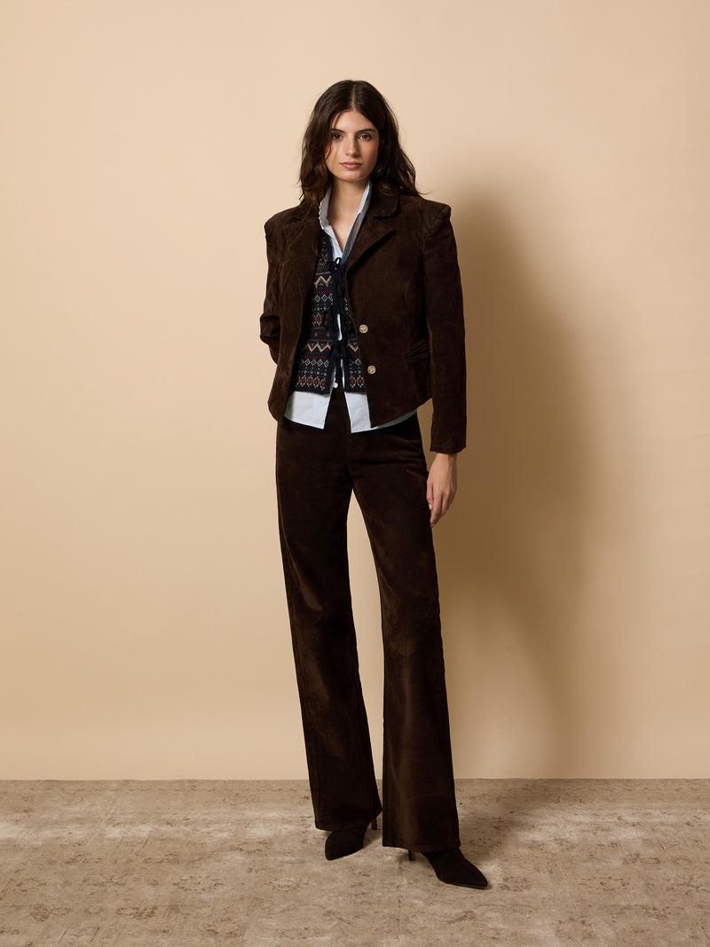 Pantalon unique floqué marron