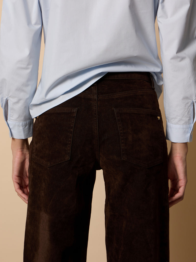 Pantalon unique floqué marron