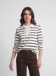 Long-sleeved women's polo shirt with raw stripes