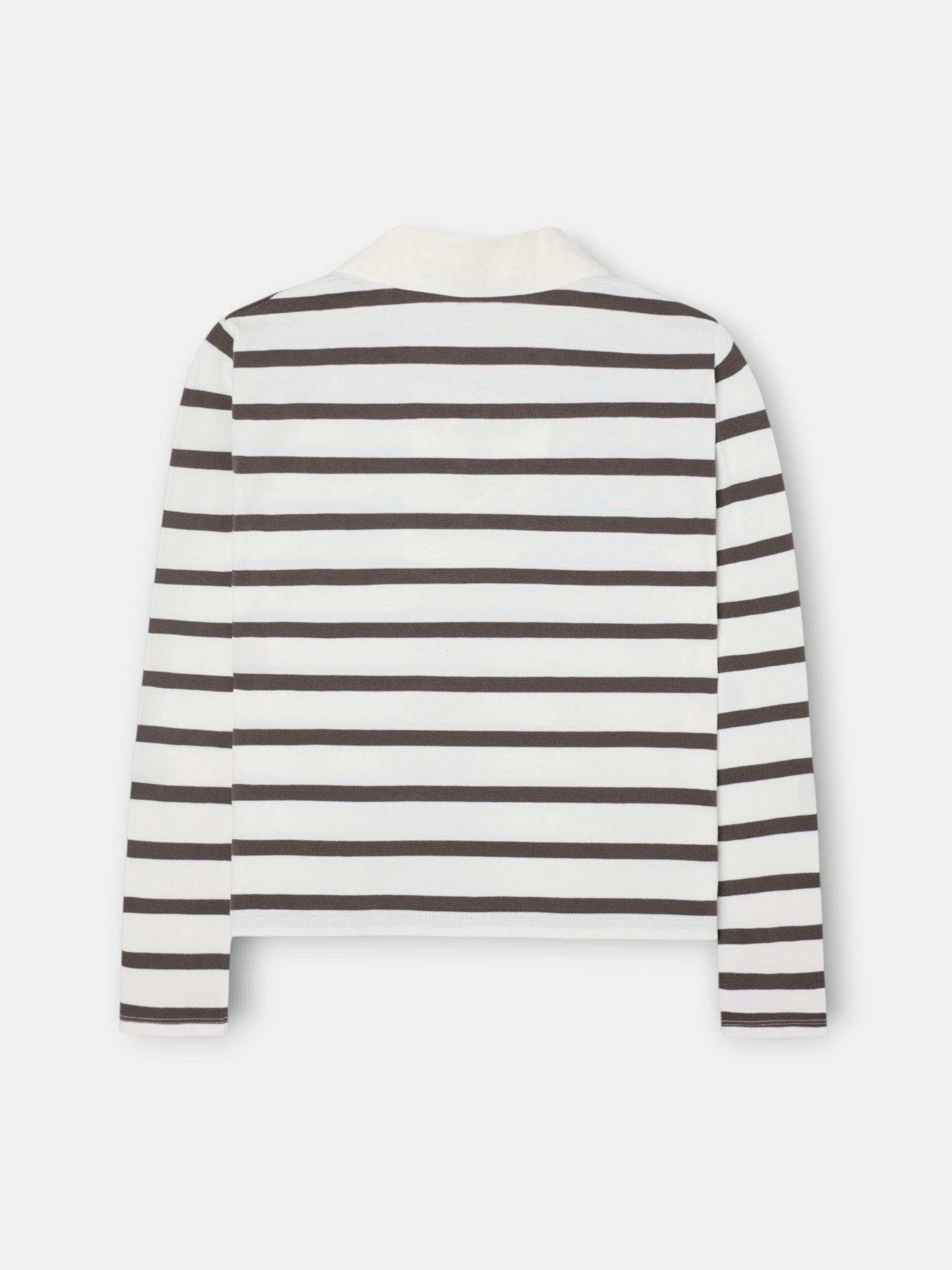 Long-sleeved women's polo shirt with raw stripes