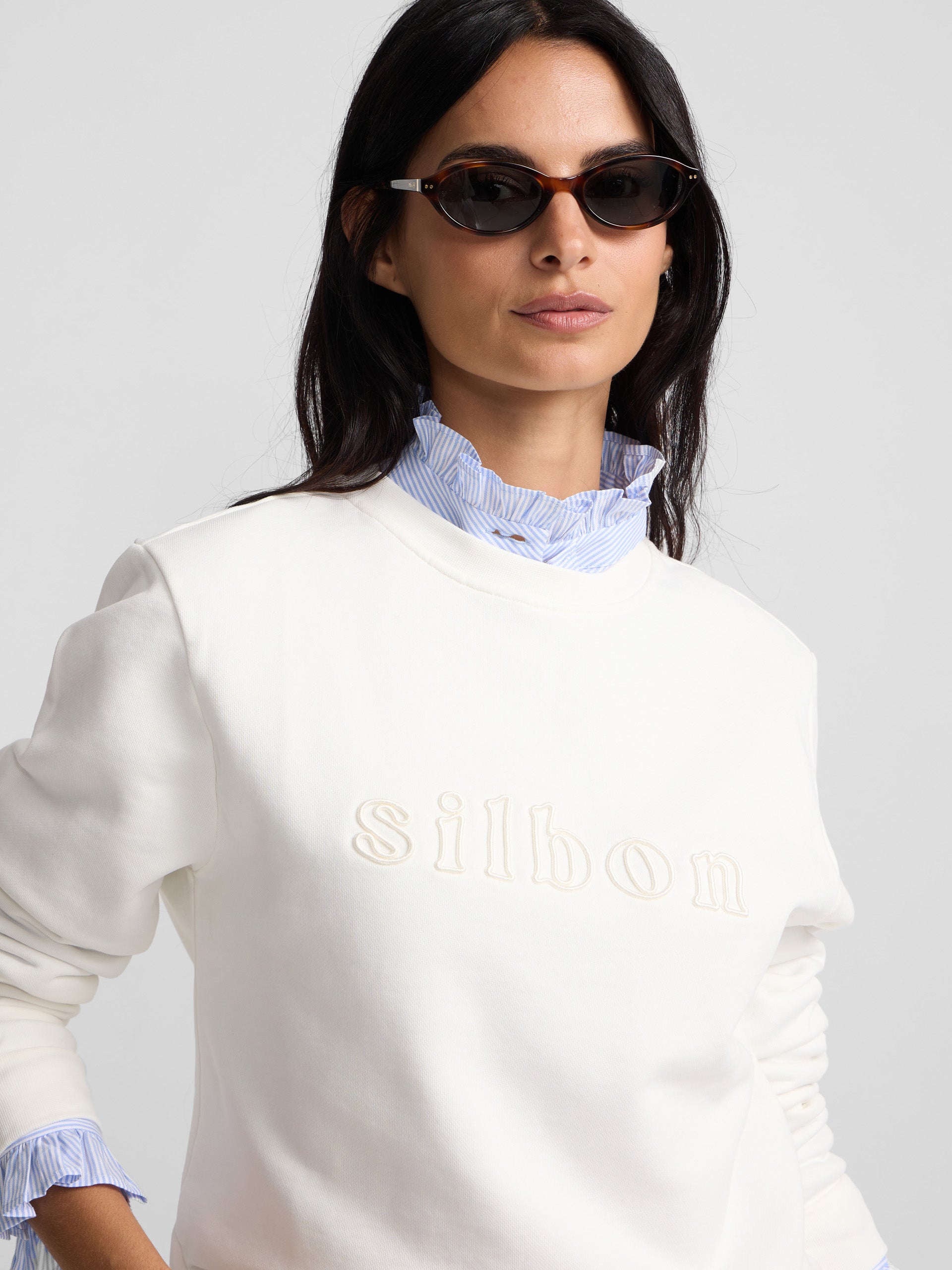 Sweat-shirt femme Silbon écru